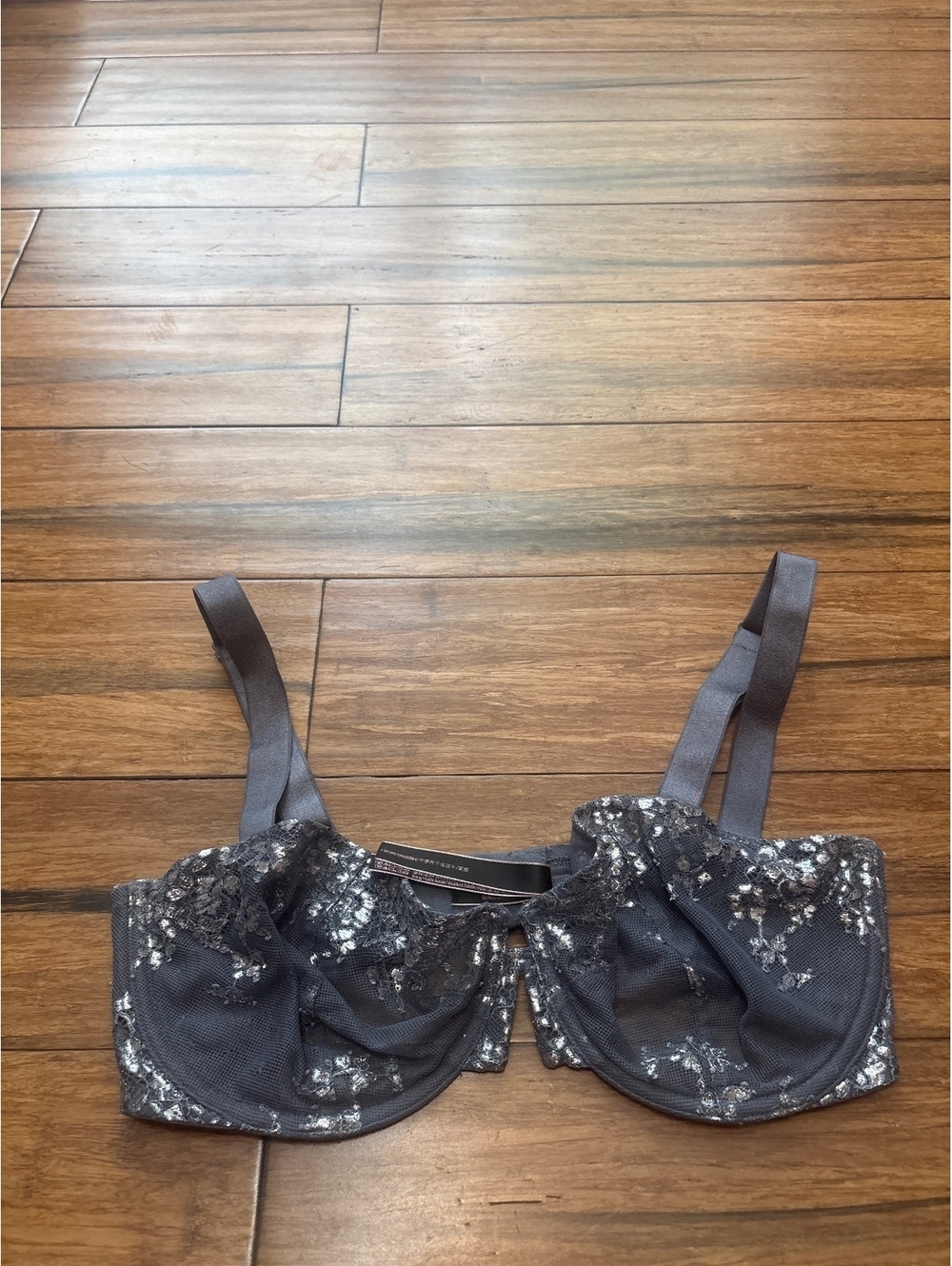 Victoria’s Secret Very Sexy Unlined Demi Gray Lace Mesh 34DD Bra - Picture 2 of 8